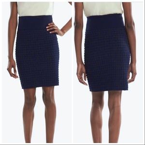 MM Lafleur NEW Wave Knit textured Harlem skirt high rise navy blue size Medium
